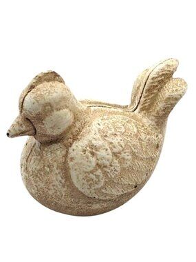 Rustic Distressed White Cast Iron Bird Figurine Indoor Outdoor HomArt China